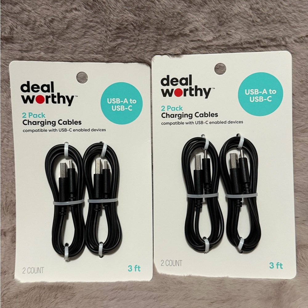 Black USB-A to USB-C 2-Pack Charging Cables, 3 ft 2 Pack